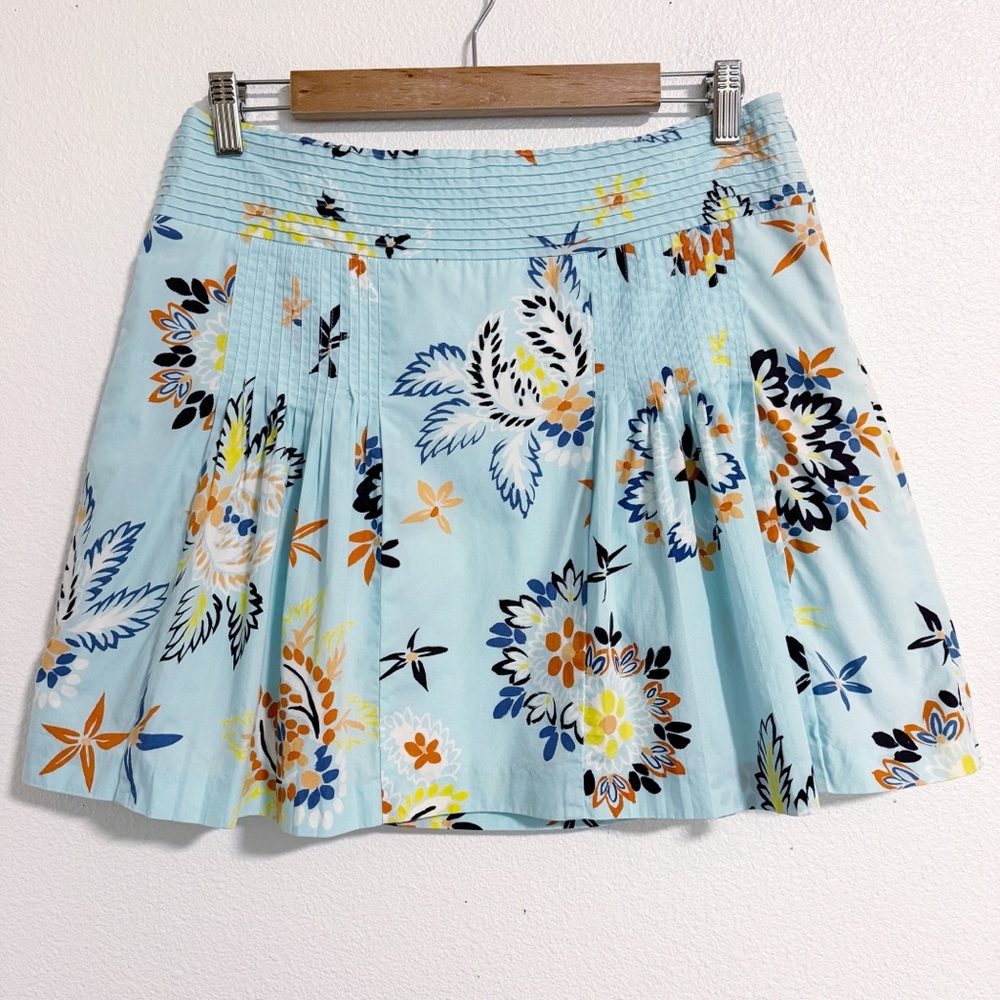 Y2K J. Crew Floral Pintuck Pleated Mini A Line Skirt